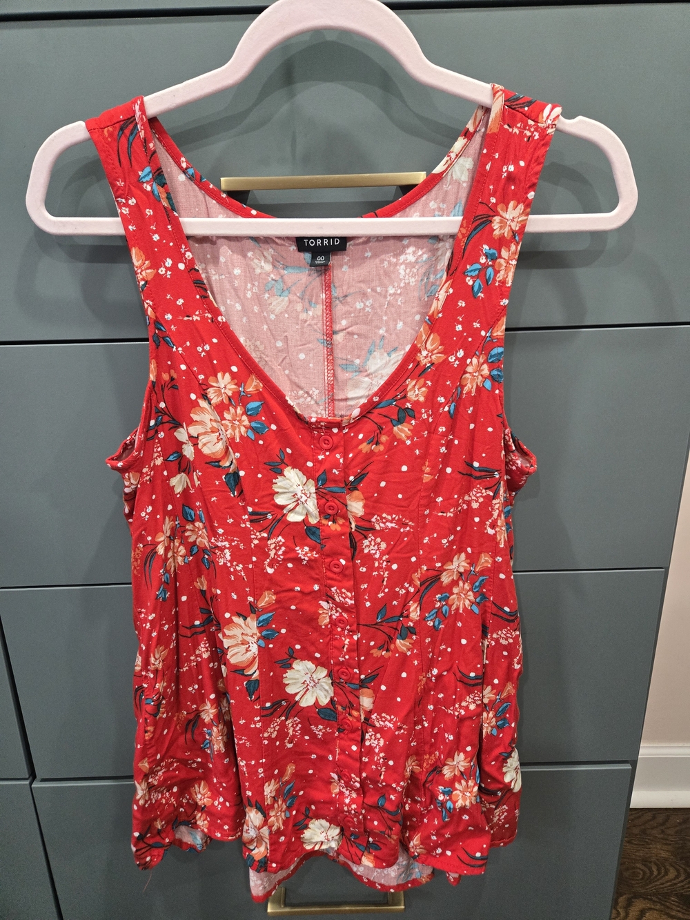 torrid Red Floral Button-Front Tank